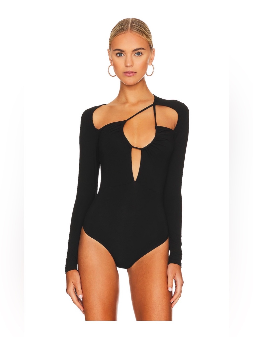 REVOLVE Ruched Bodysuit in Black